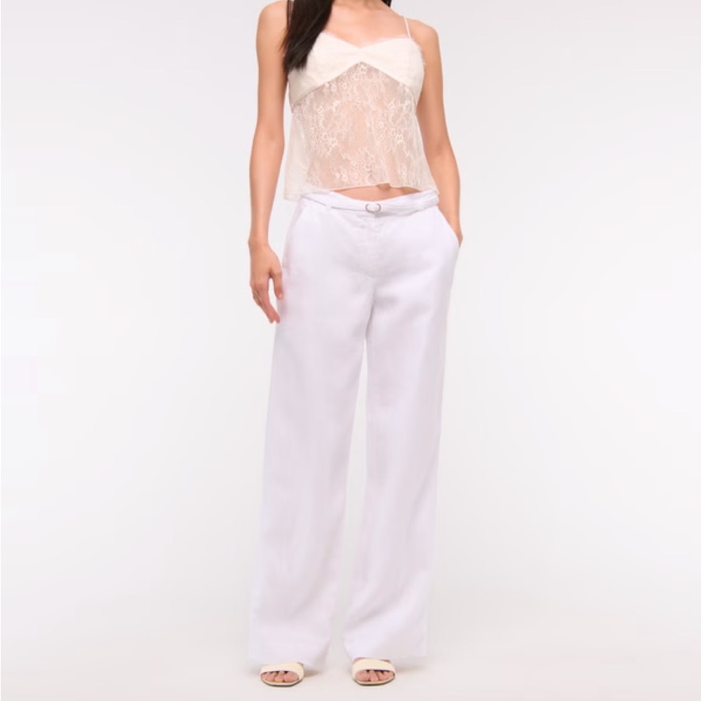 Abercrombie & Fitch White Wide-Leg Pants
